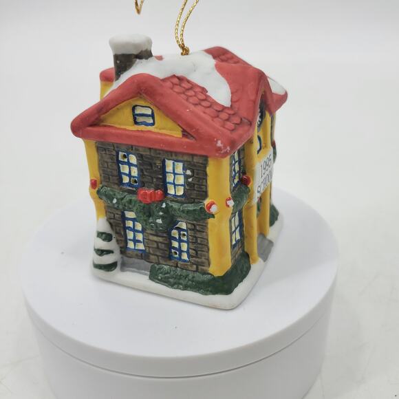 Badcock 1995 School Building Village Bell Christmas Tree Ornament Porcelain 3" - Picture 5 of 14